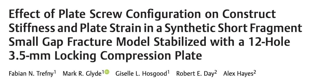 Plate screw positioning and construct stiffness in non-load-sharing fracture models, VCOT